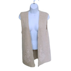 Graffiti Oversized Silk Crocheted Knit Vest Boho/Bohemian  Embroidered Flowers M